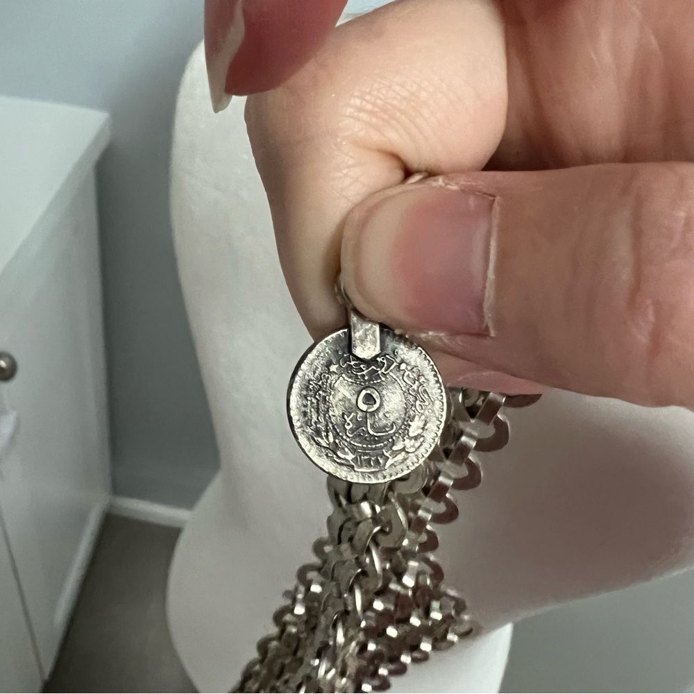 Silver Metal Link Dramatic Statement Bib Necklace - image 5